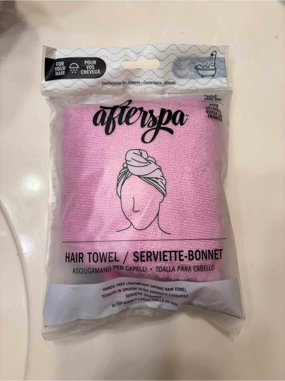 afterspa Pink Hair Towel - Soft Microfiber Drying Turban